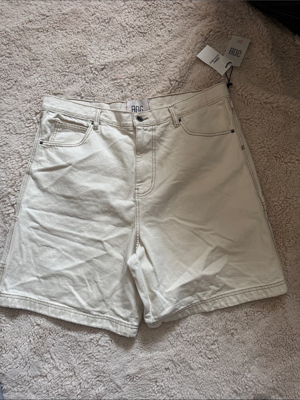 BDG Men's Cream-White Denim Shorts
